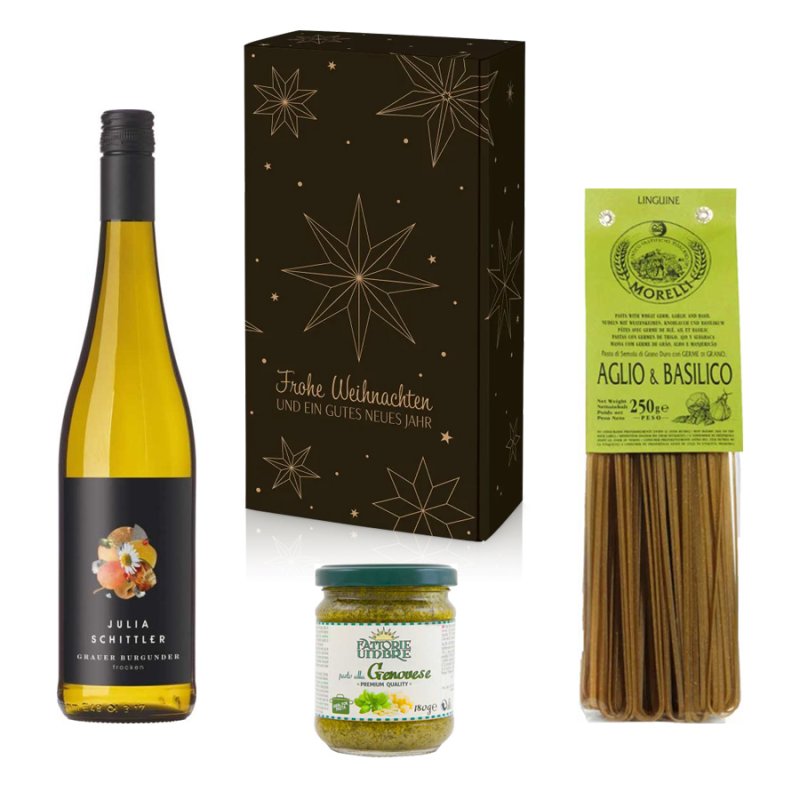 Weihnachtsgeschenkbox „Weihnachtssterne“ - Wein & Feinkost